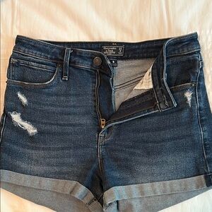 Abercrombie & Fitch Blue Jean Shorts Distressed High-Waisted